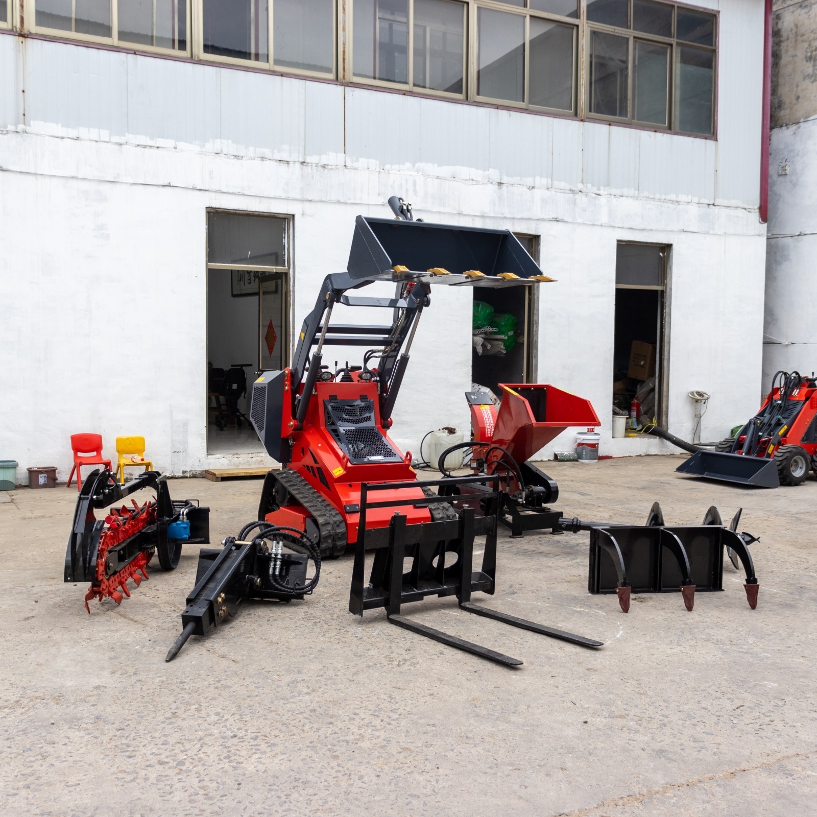 MINGKO Supply Construction Machinery Wheeled Mini Skid Steer Loader Diesel Power Quick Change Operation Attachments