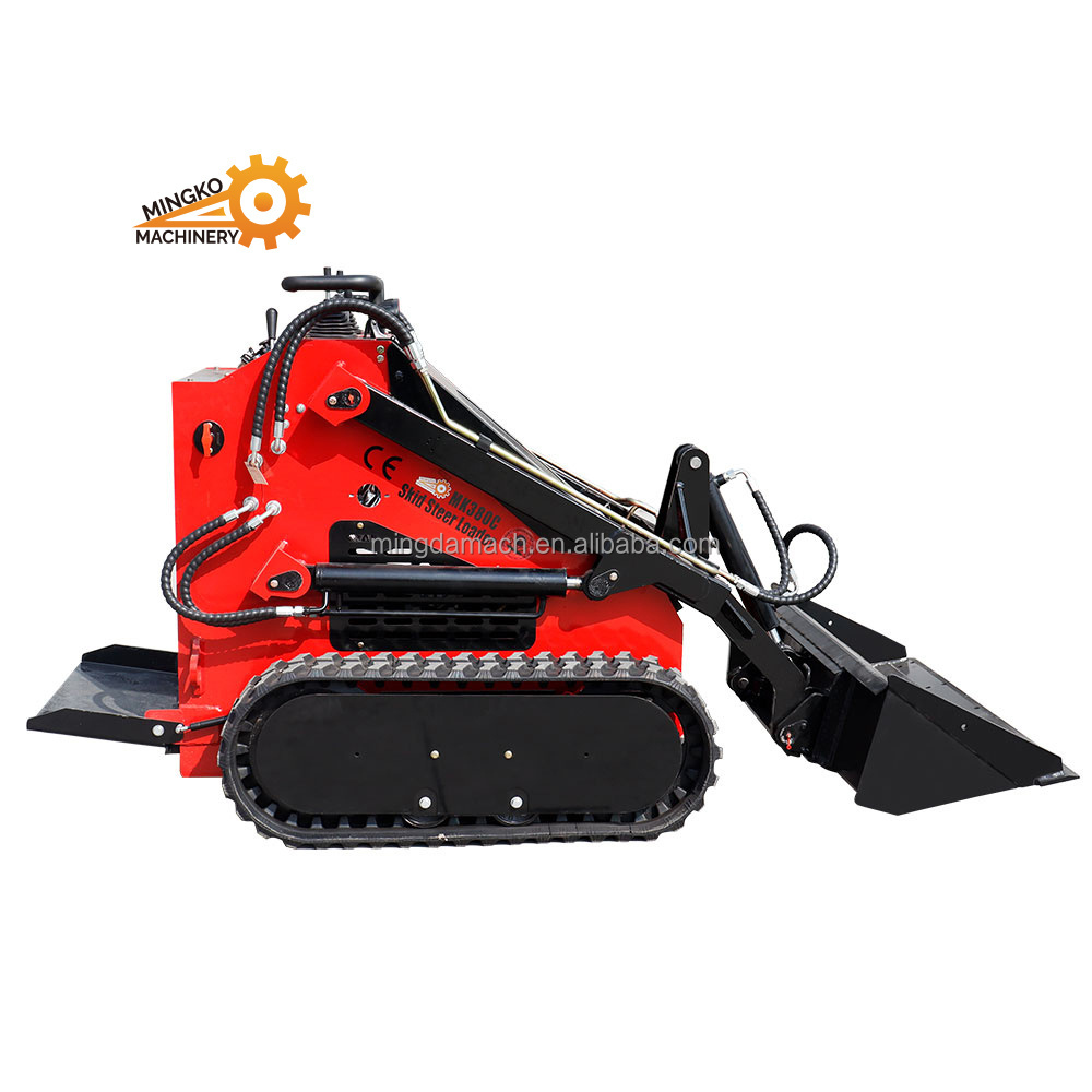 Mini Skid Steer Loader with Wide Bucket, Wheeled Compact Skid-steer Machine For Garden, Farms, Parks, Roads