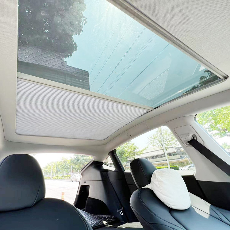 Sun UV Protection Sunroof Shade Skylight Sunshade Push-Pull Curtain Beige OEM Customized For BYD SEAL TESLA MODEL 3 Y