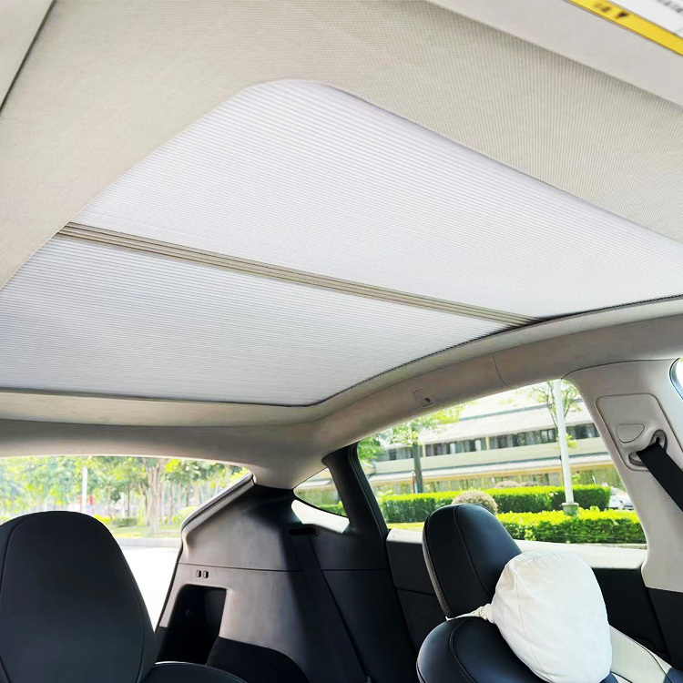 Sun UV Protection Sunroof Shade Skylight Sunshade Push-Pull Curtain Beige OEM Customized For BYD SEAL TESLA MODEL 3 Y