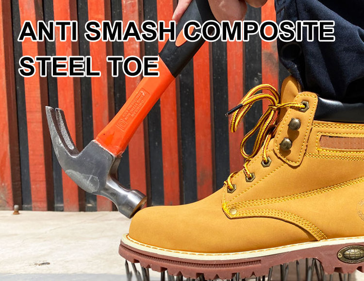 Wholesale Custom Genuine Leather Men Composite Steel Toe  Shoes Construction  Working Safety Boots For Men