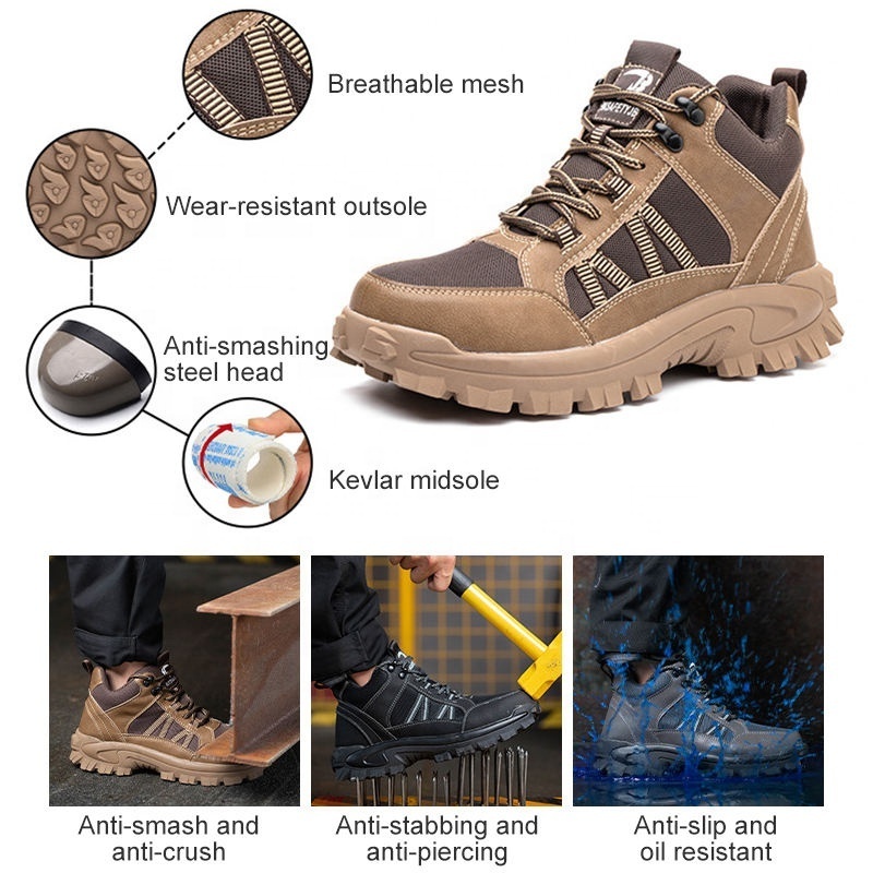 2024 New Light Weight Best Brand Cat Boots Price Welding Leather Industrial Men Work  Mid Cut Steel Toe Safety Shoes