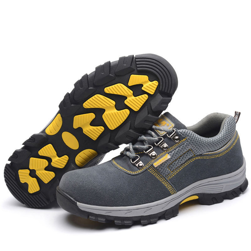 Hot Selling Industrial  Genuine Leather Anti Puncture Construction Wide Steel Toe Work Safety Shoes Price