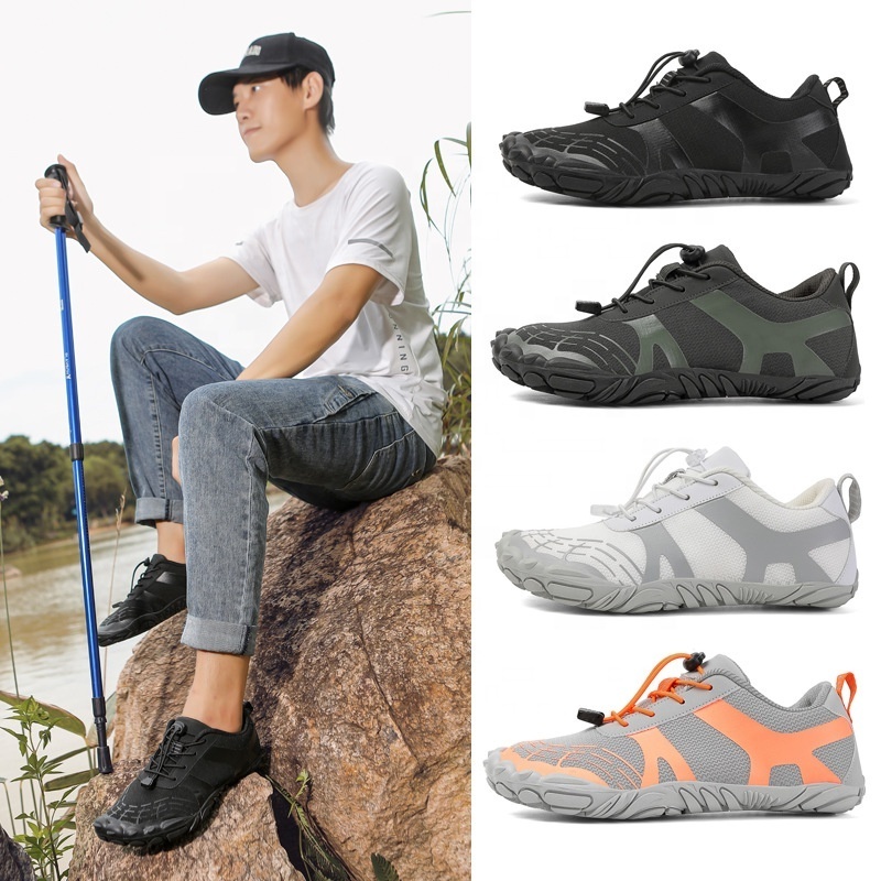 Women's Barefoot Hiking Boots Breathable Minimalist Zero Drop Footwear Wide Toe Trail Running Shoes Fashionable Hike Mens