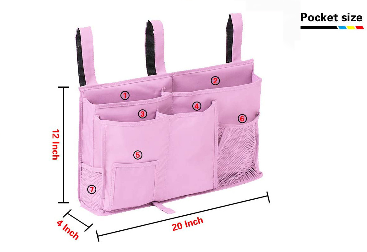 8 pockets Hanging Storage Bag Bedside Caddy Hanging Storage Bag Holder Beside Organizer for Bunk Dorm Rooms