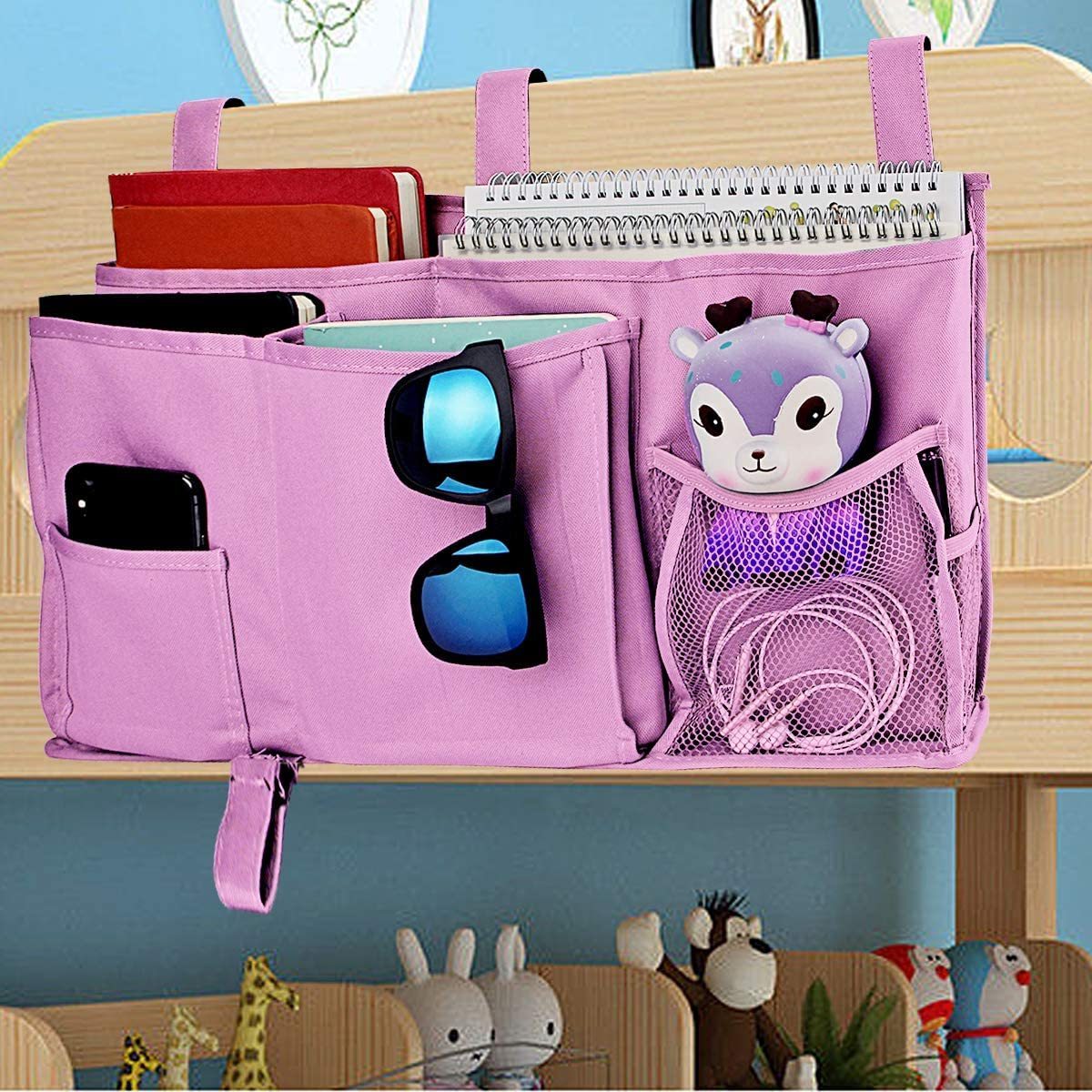 8 pockets Hanging Storage Bag Bedside Caddy Hanging Storage Bag Holder Beside Organizer for Bunk Dorm Rooms