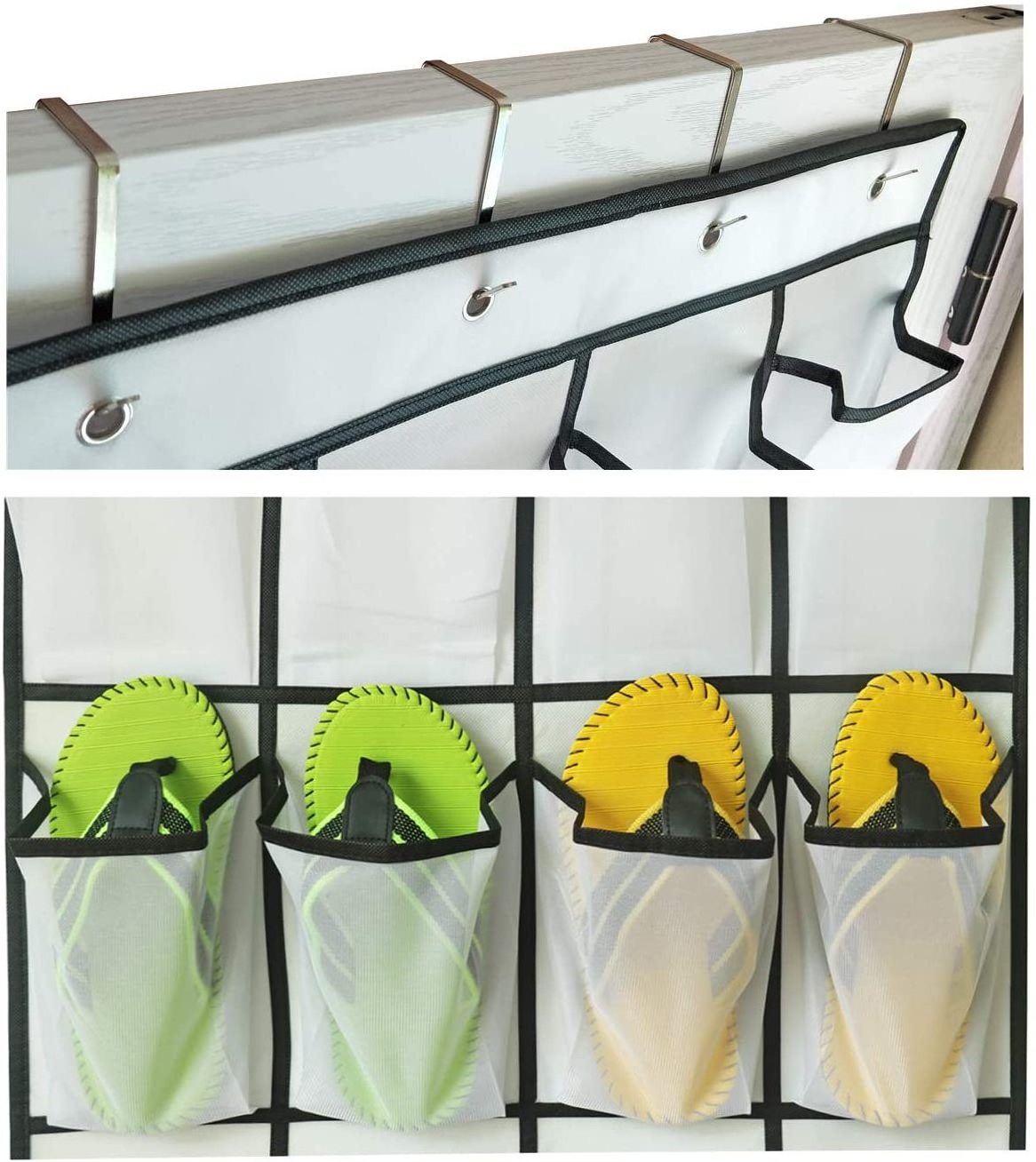 Hanging Shoe Holder with 24 Durable Large Thickened Mesh pockets of Over the Door Shoe Organizer