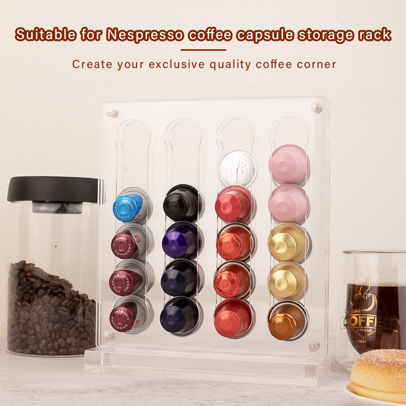 40pcs coffee storage rack box acrylic vertical suction storage display rack can be installed on Nestle Nestresso capsule rack