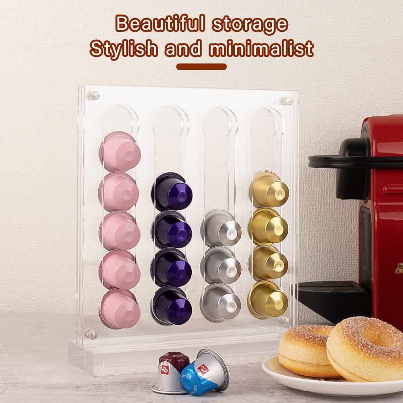 40pcs coffee storage rack box acrylic vertical suction storage display rack can be installed on Nestle Nestresso capsule rack