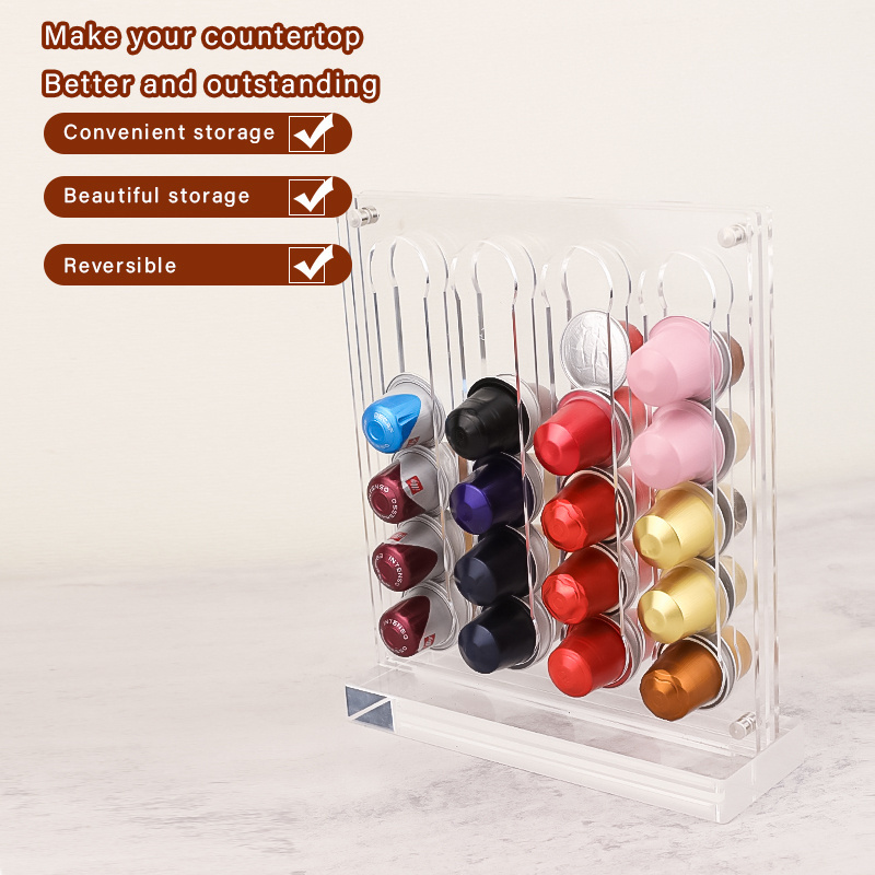 40pcs coffee storage rack box acrylic vertical suction storage display rack can be installed on Nestle Nestresso capsule rack