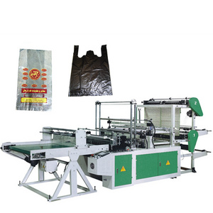 Polythene bag make forming machine double-layer four-line bottom sealing plastic nylon the bags manufacture making machine