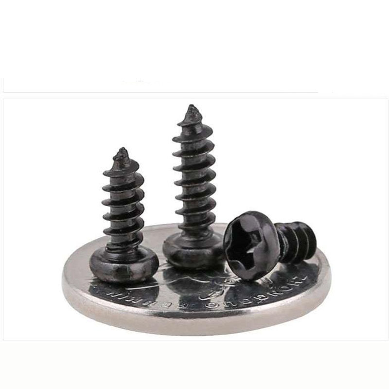 Phillips Round Head Self Tapping Screw Pan Head Small Screw Black M1 M1.2 M1.4 M1.7 M1.8 M2 M2.3 M2.6 M3 M3.5 M4 M5