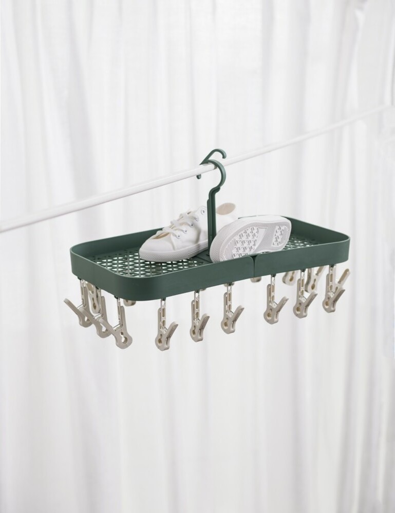 Multi-purpose space saving storage drying racks foldable clothes hanger shoe drying rack outdoor balcony comes with clip