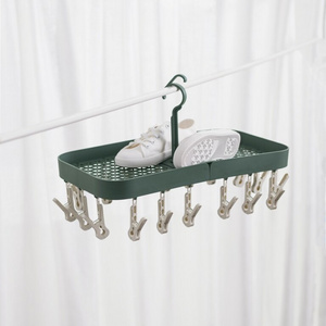 Multi-purpose space saving storage drying racks foldable clothes hanger shoe drying rack outdoor balcony comes with clip