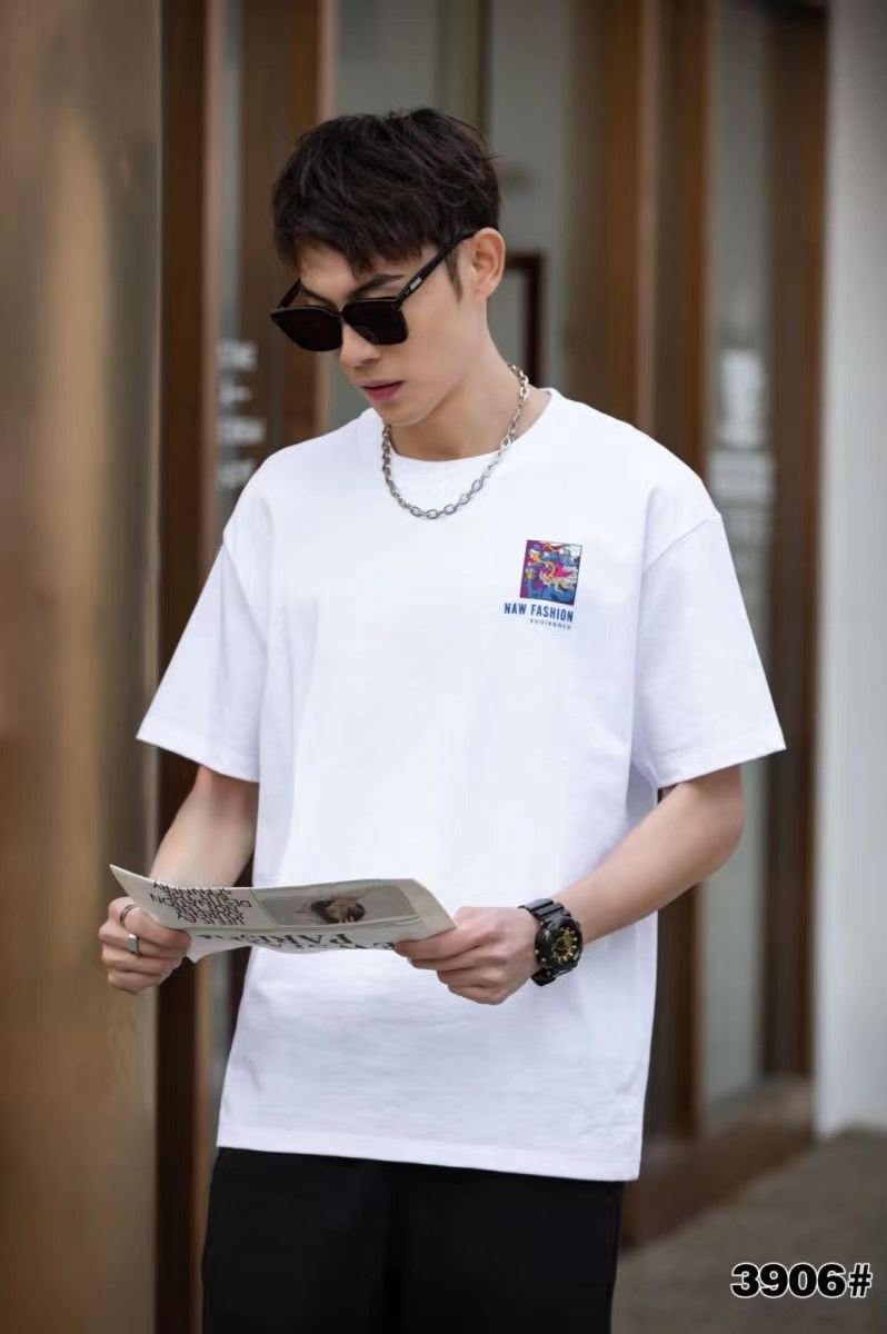 Factory direct sale high quality summer short sleeves white black men's clothing wholesale most casual trendy cotton t shirt man