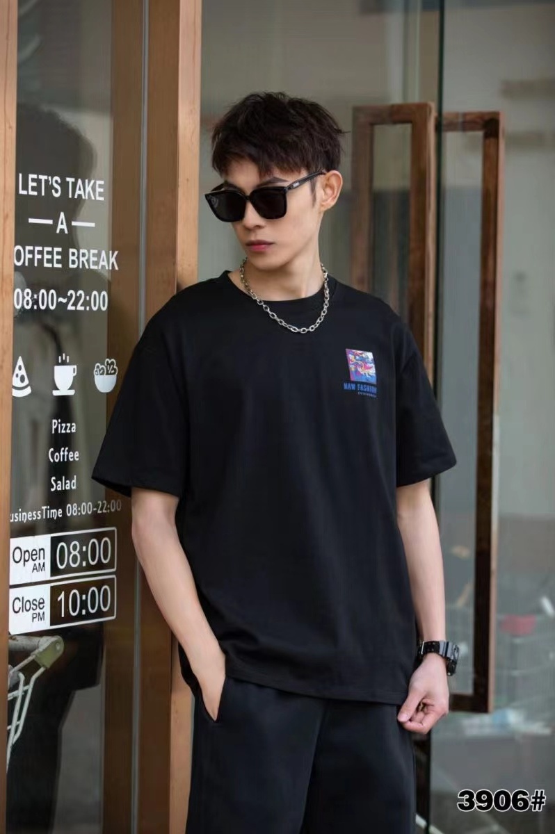 Factory direct sale high quality summer short sleeves white black men's clothing wholesale most casual trendy cotton t shirt man