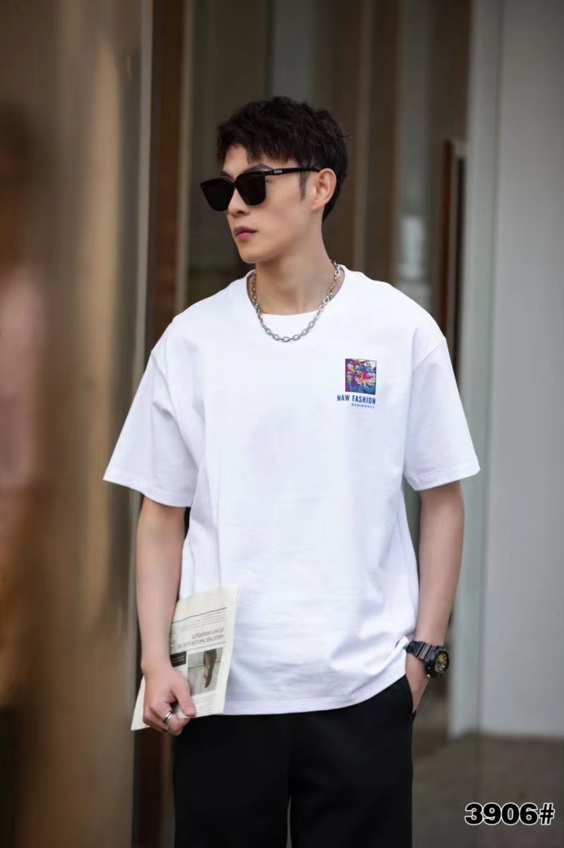 Factory direct sale high quality summer short sleeves white black men's clothing wholesale most casual trendy cotton t shirt man