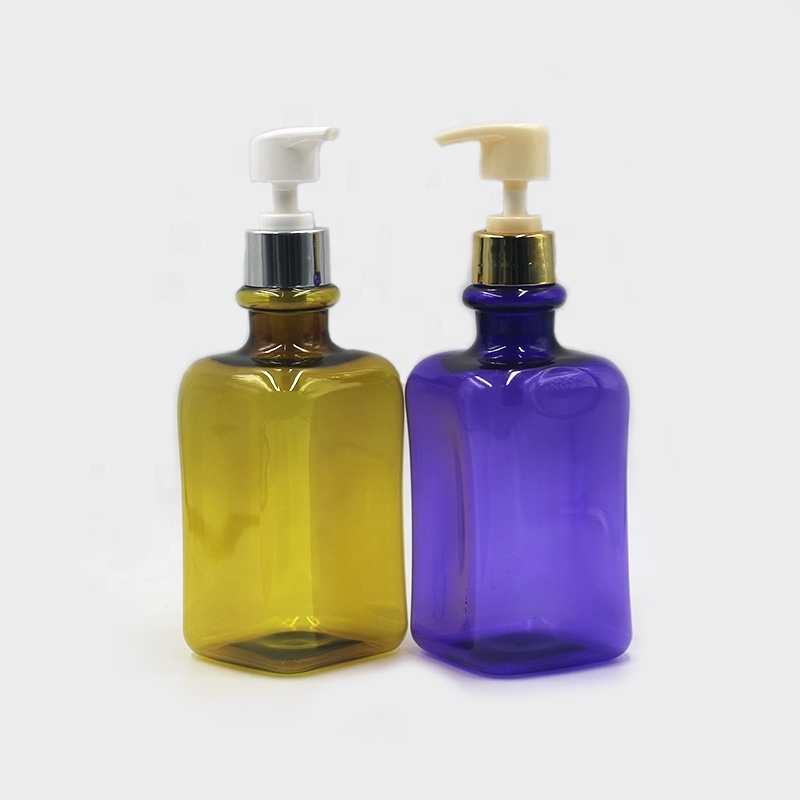 Factory Custom Color Olive 500ml Plastic Lotion Square Bottle packing PET PCR Material Shampoo Shower Gel Dispensed Empty Bottle