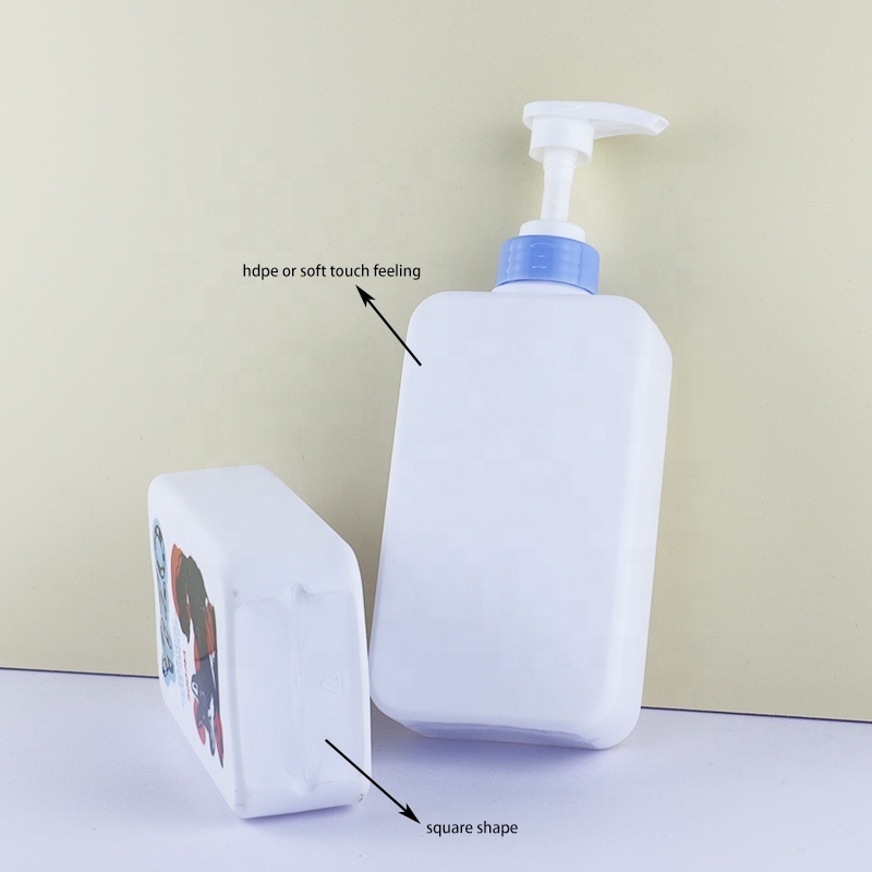 500ml 150ml creatively designed HDPE White pressing shampoo bottles Men shower gel hair conditioner set square plastic bottles