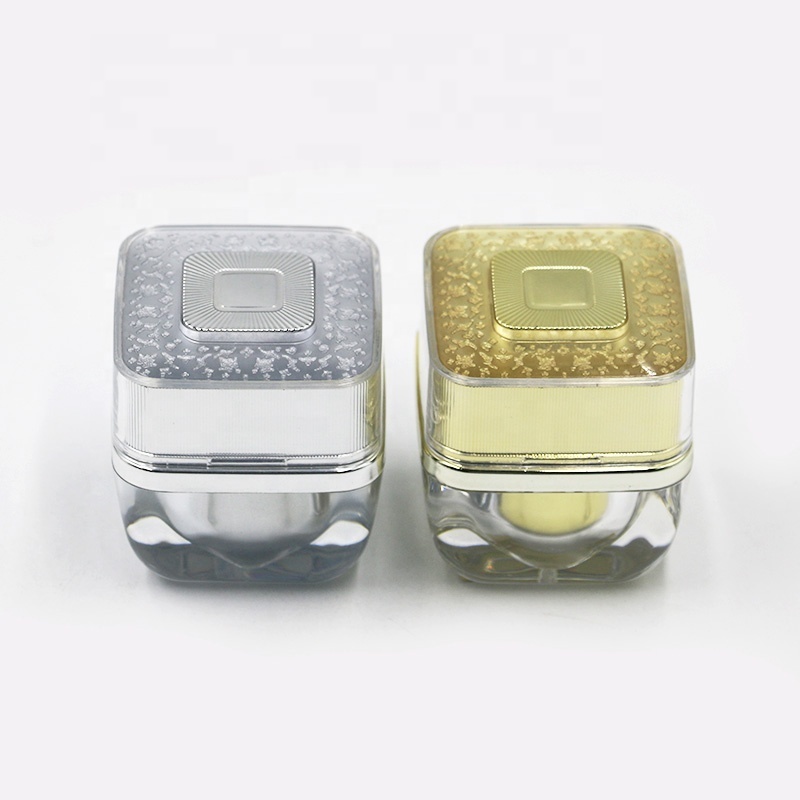 Stock Low 20g 30g Classical high quality eye acrylic cream jar skincare cosmetic pot Luxury Gold Silver Plastic Square Container