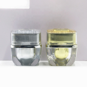 Stock Low 20g 30g Classical high quality eye acrylic cream jar skincare cosmetic pot Luxury Gold Silver Plastic Square Container