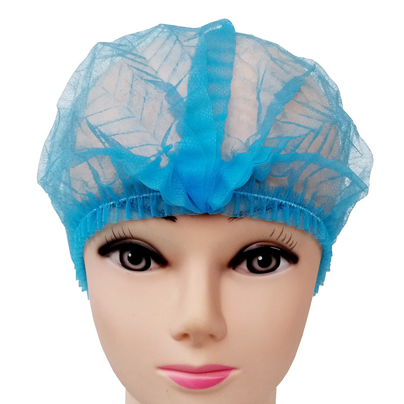 Disposable PP Non woven strip clip cap bouffant head cover Hair Net surgical doctor hat Round mob cap