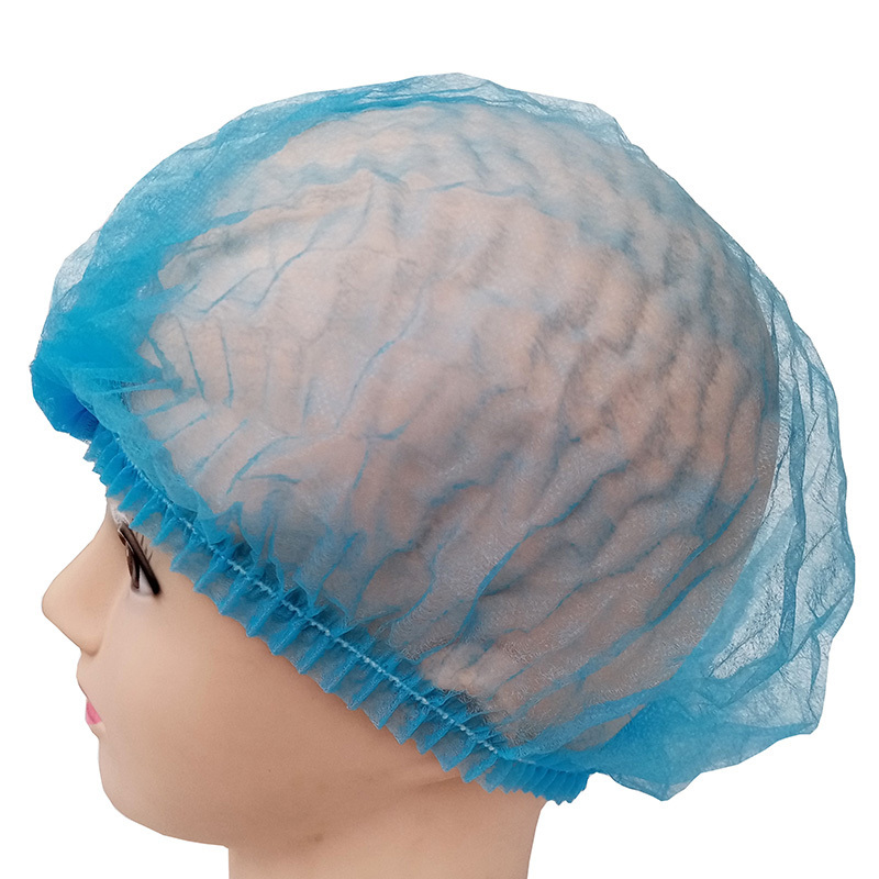 Disposable PP Non woven strip clip cap bouffant head cover Hair Net surgical doctor hat Round mob cap