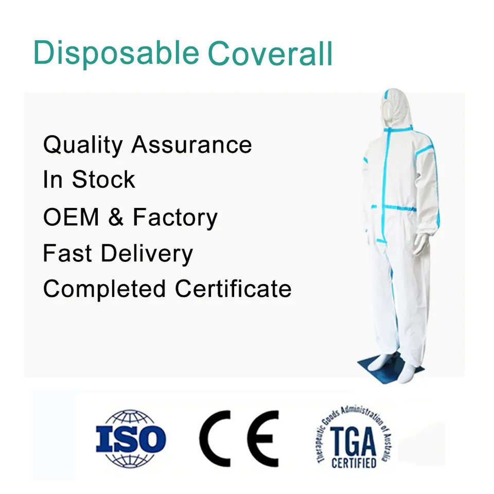 Type 5 6 En 14126 Non Woven White Waterproof Pp Ppes Propolylene Microporous Coverall