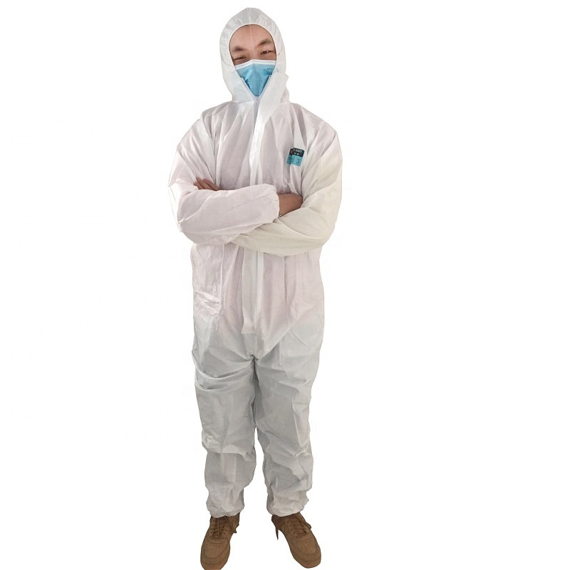 type 5/6 disposable suit coverall ppe set protective pp non woven coverall medical waterproof disposable coverall with hood