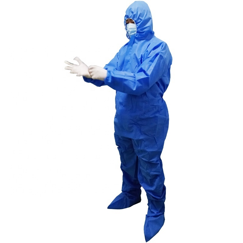 type 5/6 disposable suit coverall ppe set protective pp non woven coverall medical waterproof disposable coverall with hood