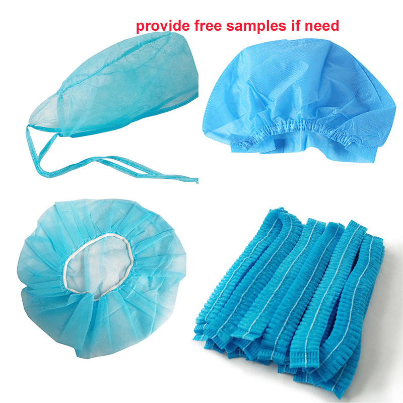 healthcare elastic polypropylene surgical disposable non woven bouffant nurse caps blue non woven for doctor and nurse