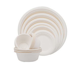 Wholesale round white kraft disposable paper plates cardboard food trays paper plate bowl