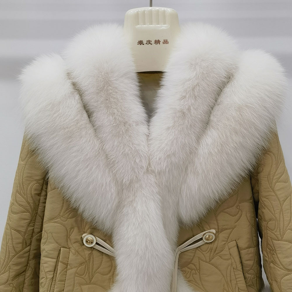 Fashion Genuine combination of suede and fur Women Wholesale High Quality Fox Fur Coat down jackets