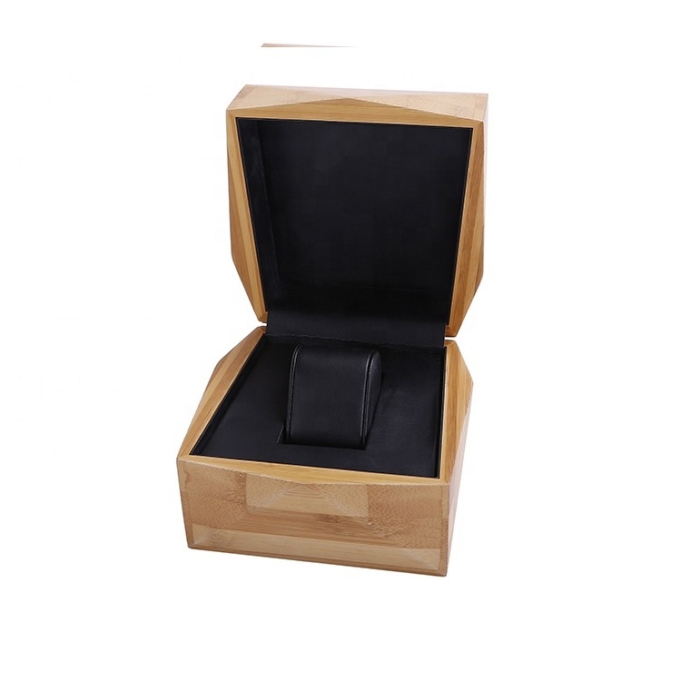 Unique design bamboo 1 slots Watch box  watch packaging gift box packaging box for watch