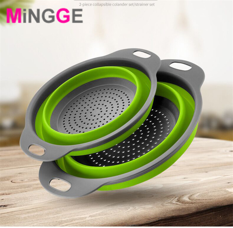 Kitchen Collapsible Silicone Colander Fruit Vegetable Strainer Basket