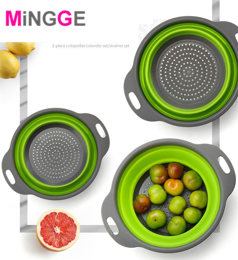 Kitchen Collapsible Silicone Colander Fruit Vegetable Strainer Basket