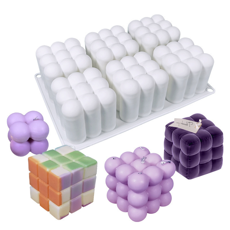 Bubble Candle Molds, 3D Bubble Cube Silicone Mold for Candles Soap Making, DIY Candles and Cake Decoration