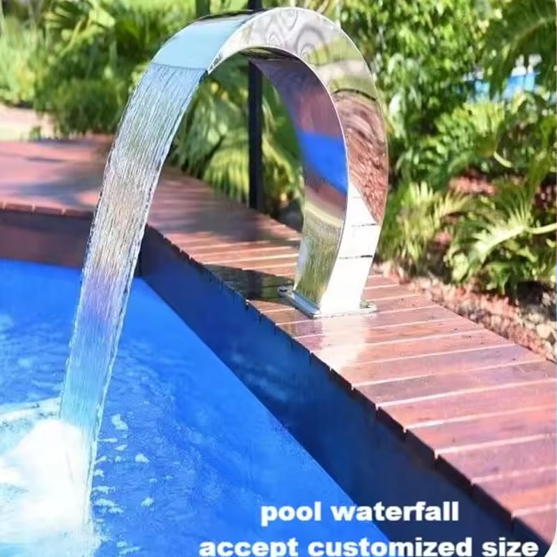 Waterfall swimming pool and spa made of stainless steel Pool shower waterfall made of stainless steel