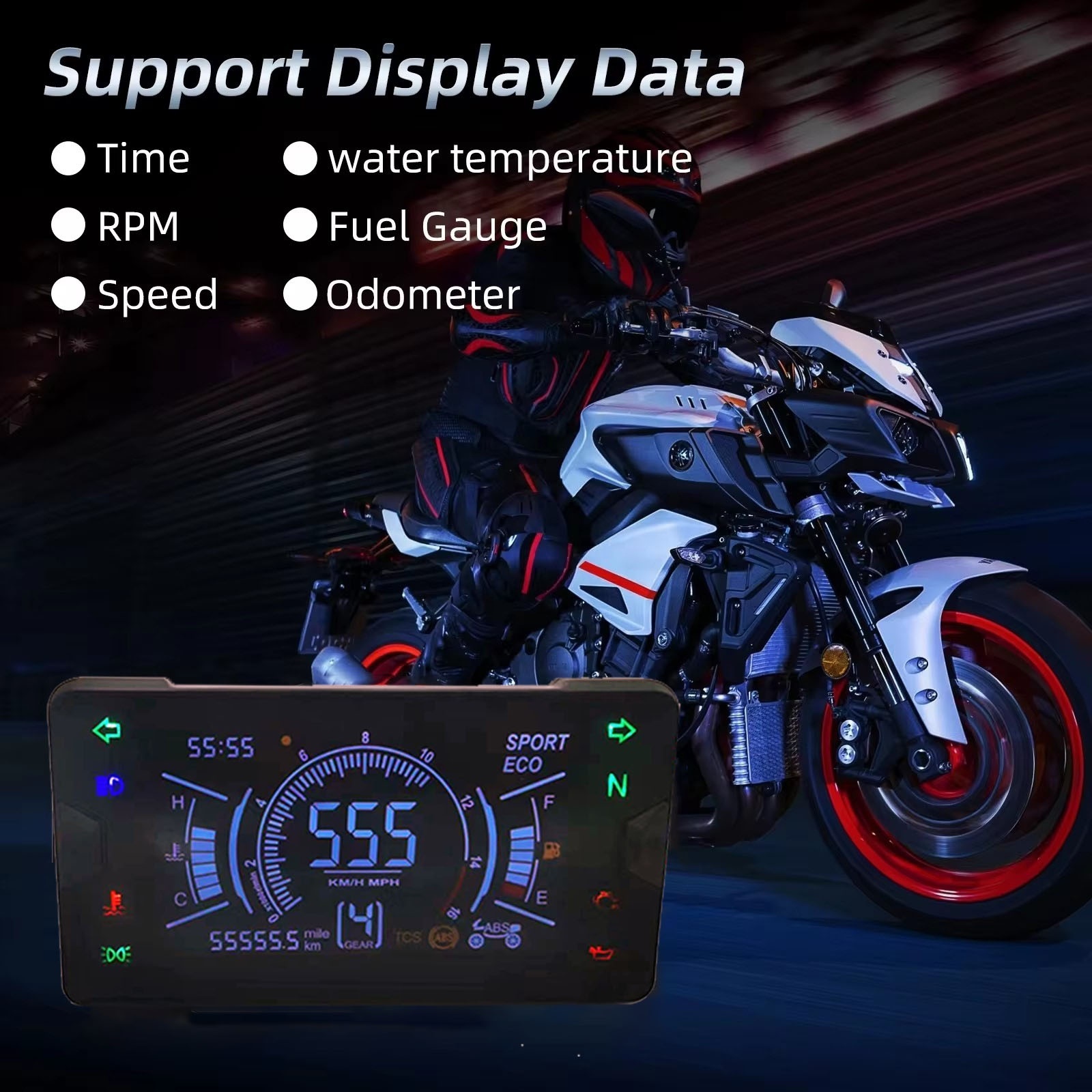 Customized Motorcycle Speedometer Tachometer Fuel Meter Dashboard Gauges Dial Odometer LCD Digital Indicator Moto Accessories