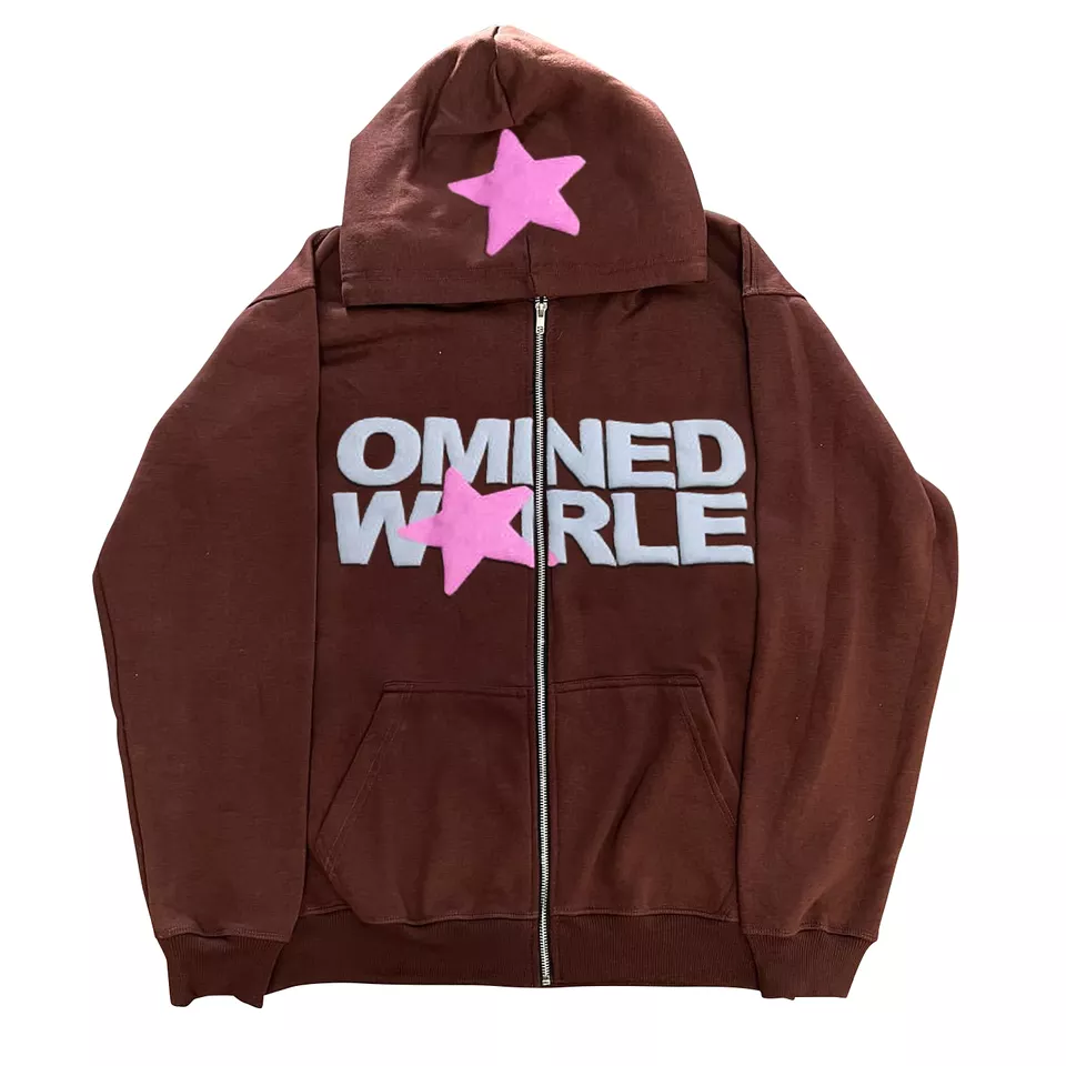 Custom Zip Up Hoodie Oversize 100% Cotton Heavyweight 300 500 600 GSM Men 3D Puff Printing Hoodies