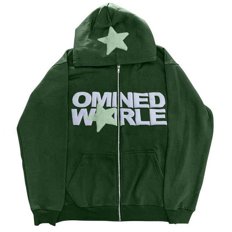 Custom Zip Up Hoodie Oversize 100% Cotton Heavyweight 300 500 600 GSM Men 3D Puff Printing Hoodies