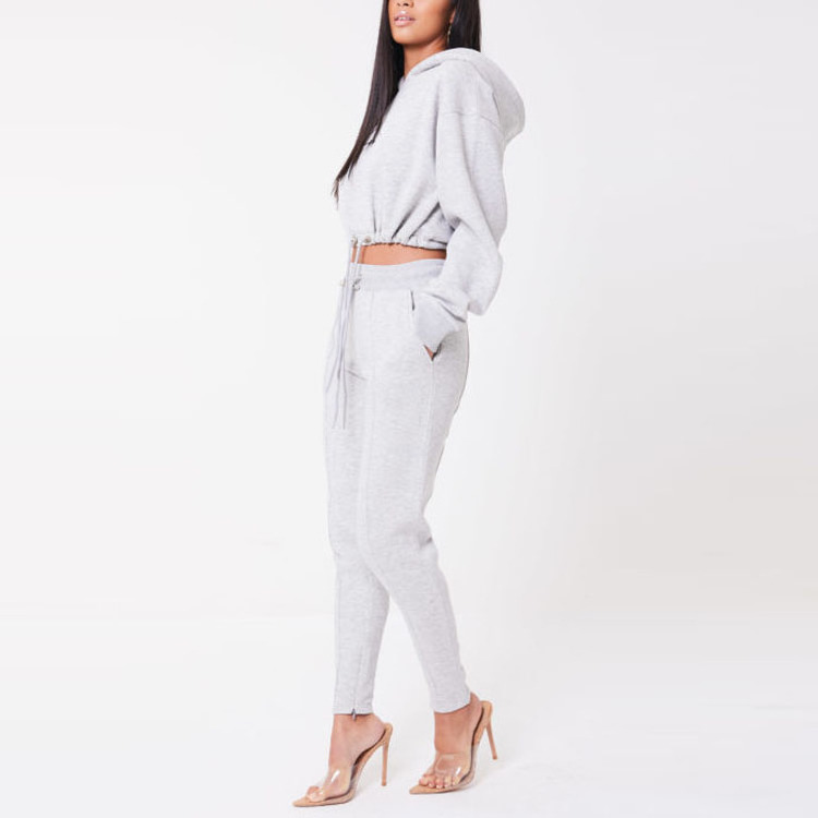 Wholesale new fashion custom jogging designer sexy sports track sweat suit women grey sports track suit