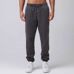 Custom High Quality Heavyweight Fleece Cotton Sweatpants Baggy Oversize Grey Stone Acid Wash Joggers