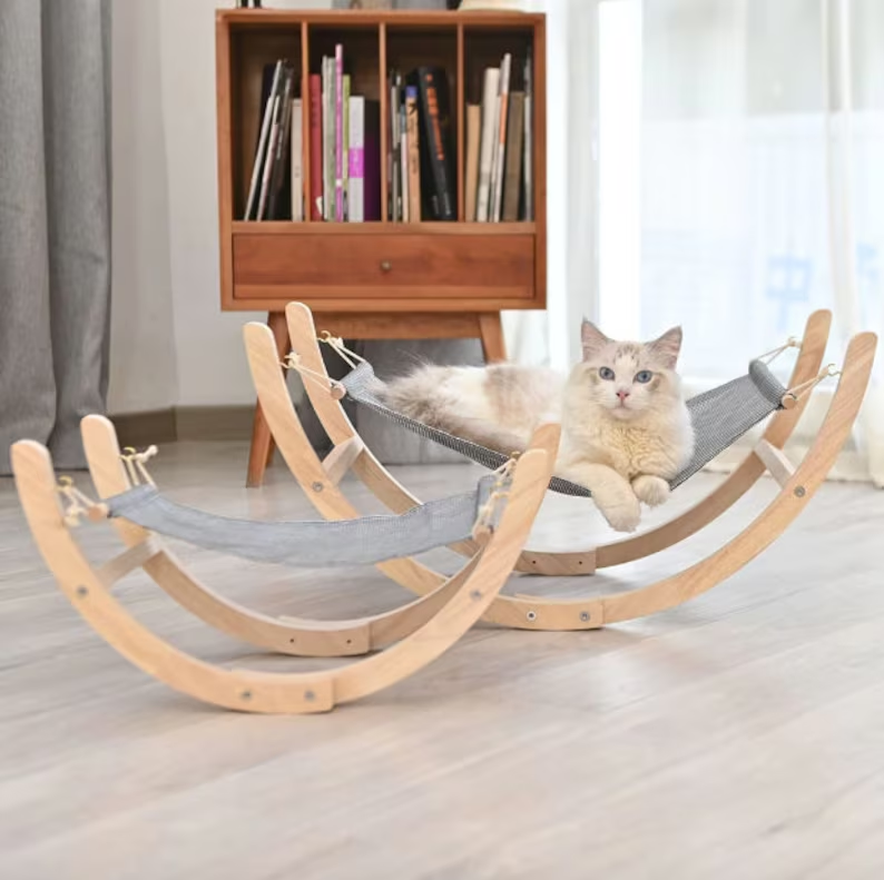 Puppy Cat Hammock Tent Solid Wood  Assembly Swing Bed Sleeping Cradle Pet Supplies Indoor Using Fashionable Breathable