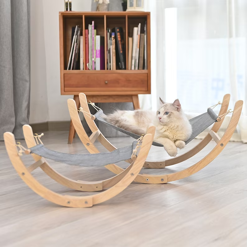 Puppy Cat Hammock Tent Solid Wood  Assembly Swing Bed Sleeping Cradle Pet Supplies Indoor Using Fashionable Breathable