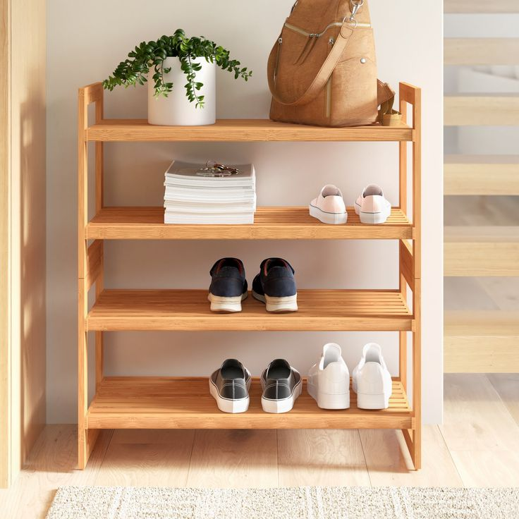 Modern design shoe rack closet space saving storage Wooden shoe rack rack