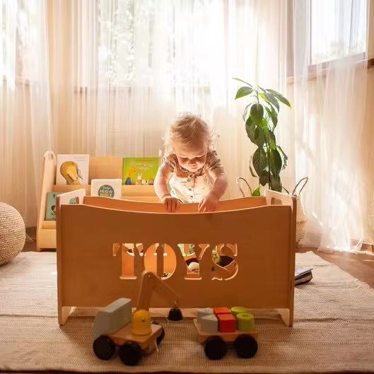 Custom Large Wooden Box Storage Toy New Design Decorative wooden toy storage organizer kids bedroom for bookshelf