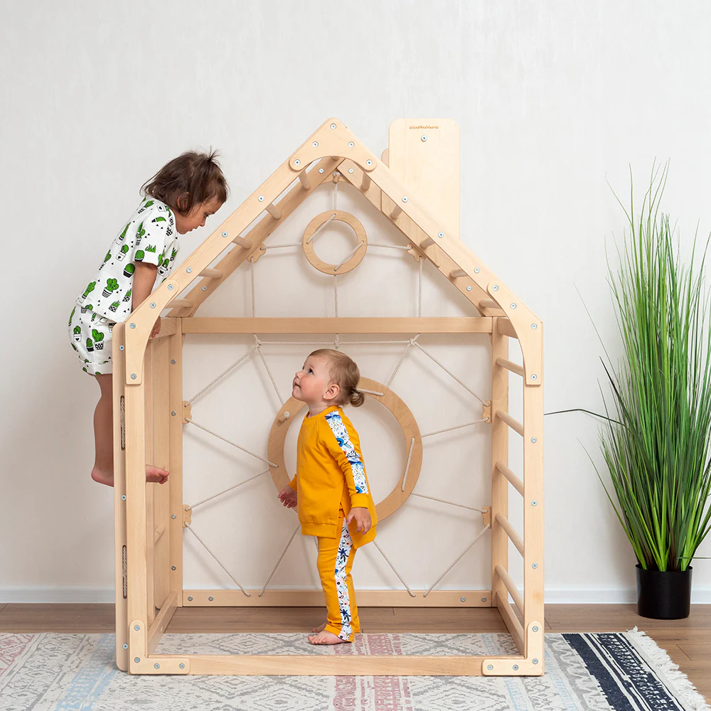 FSC cheap doll playhouse with fence swing slide wholesale playground indoor children playhouse for kids solid wood