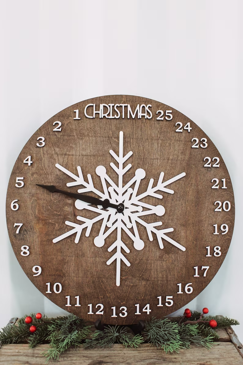 Home Decor Wooden Santa Claus Christmas Countdown Advent Calendar Clock Ornament Hanging Snowman Wall Wood Sign