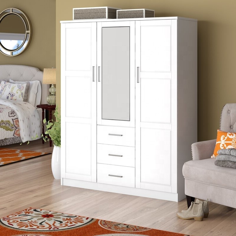 modern design white wood wardrobe closet locker cupboard storage armoire cabinet clothes dressing system for bedroom furniture